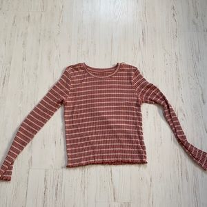 Pink and white striped American eagle long sleeve